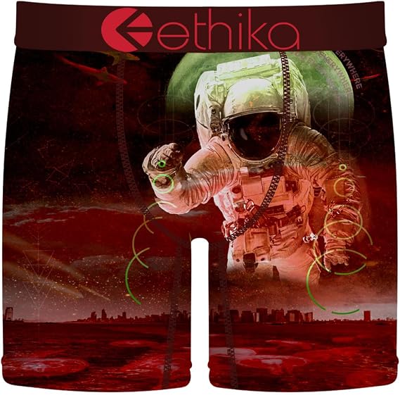 Ethika Men's Mid Boxer Brief, Crimson Orbit