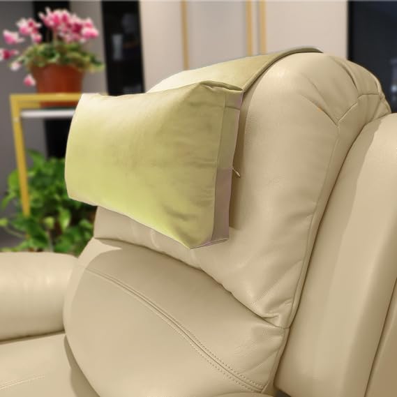 Velvet Recliner Headrest Pillow, Non-Slip Neck Support, Beige
