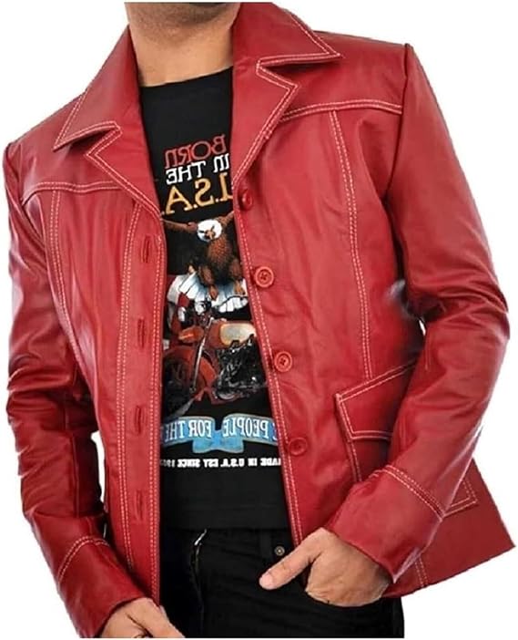 Tyler Durden FC Brad Pitt Fighting Club Coat Leather Vest Jacket Cosplay Halloween Costume Collection