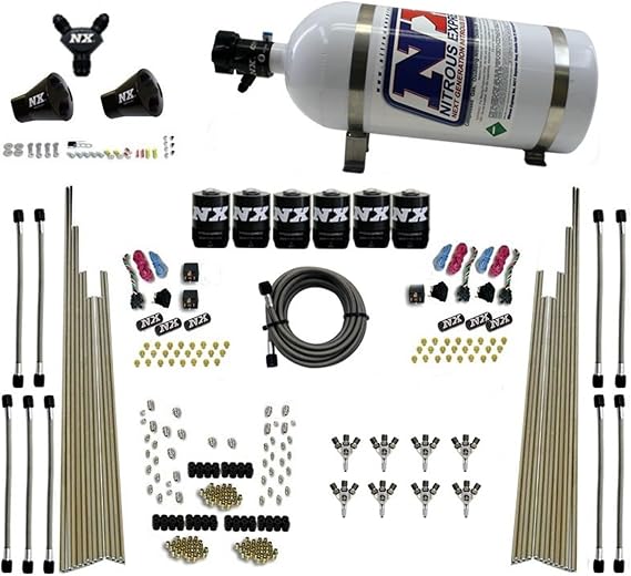 Nitrous Express - 8 Cyl Triple-D Dry Direct Port 3 Stage Dry 6 Solenoids Nitrous Kit w/10lb Bottle (80020-10)