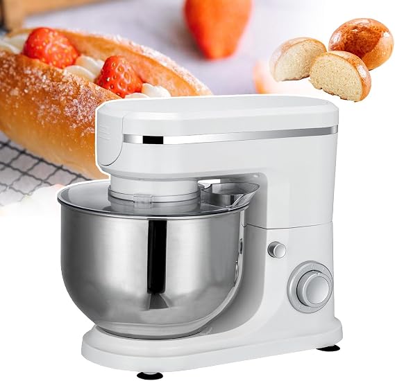 Electric Stand Mixer, 6 L Portable Cake Mixer with Splash Guard, 3 in 1 Dough Blender with 3 Accessories - Egg Beater, Mixer, Dough Hook, for Dessert Shops, Bakeries
