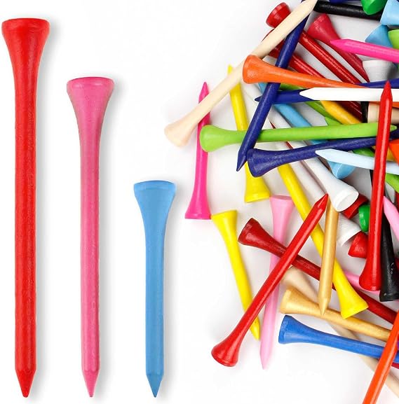 KOFULL 150PCS Golf Tees Wood, 3-1/4", 2-3/4" & 1-1/2" 50PCS Each Size, Stable and Reliable Professional Wooden Golf Tees, Reduce Friction & Side Spin