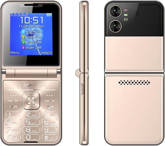Flip Senior Cellphone, 2G Basic Phone for Elderly, 2.6in Big Button Phone, Loud Sound, Dual Screen Display, Quick Dial, Clear Sound, High Definition Camera, LED Flashlight (Gold)