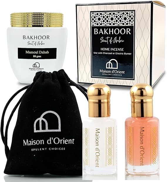 Bakhoor Incense Muattar 80g, Musk Tahara and Pink Musk Perfume Oils