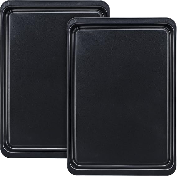 Beasea Baking Sheet 2 Pack, 10x14.6 Inch Cookie Sheet Nonstick Carbon Steel Baking Sheet for Oven Pans Baking Tray Cooking Sheets Black