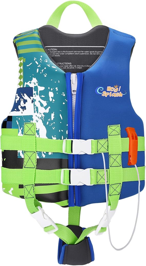 HeySplash Toddler Swim Vest, Kids Swimming Jacket Fit 20-30/30-50/50-90lbs, Child Floaties Vest with Safety Strap, Float Jacket for Girls/Boys on Puddle Pool Jumper, Beach, Boating, 1.5-4/3-6/6-12Yrs