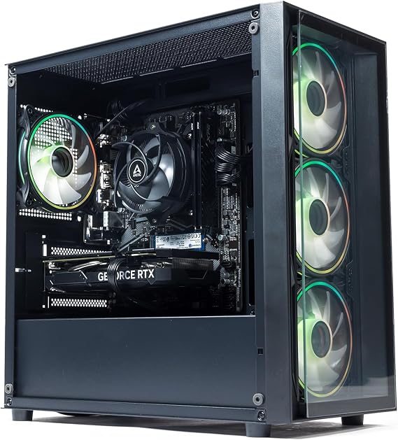 GTR Gaming PC | Intel Core i5-12400F | NVIDIA RTX 5060 Ti 8GB | 16GB DDR4 RAM | 1TB NVMe SSD | 600W 80+ Bronze PSU | Windows 11 | ARGB Glass Case | WiFi