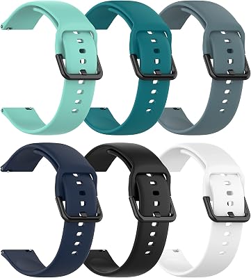 E ECSEM Replacement Watch Bands for Veryfitpro ID205L Smart Watch and ID205G,ID205S,ID205U,SW020,SW023,SW025 Smart Watch Silicone Band 6Pack, Small
