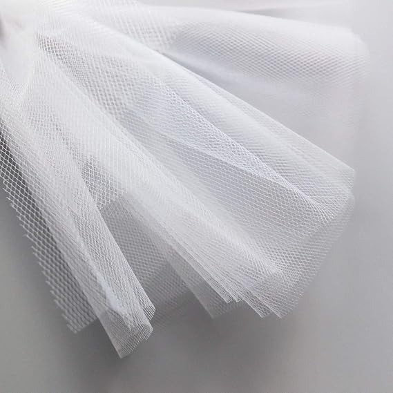 White Bridal Tulle Veil Fabric 300cm Wide - fine net - by the metre - Skirt Pleating Ruching