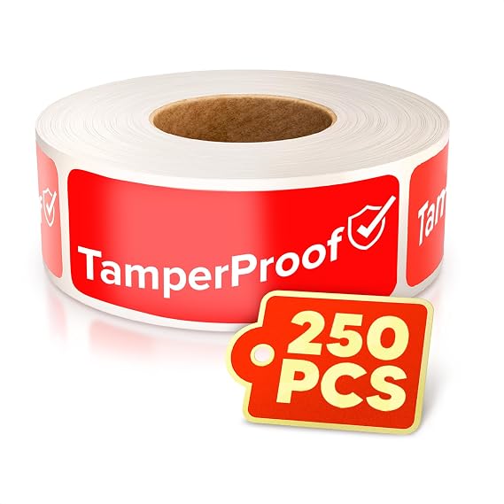 Durable Tamper Proof Stickers, 250 Pack, 1 x 3 in, Strong Adhesive