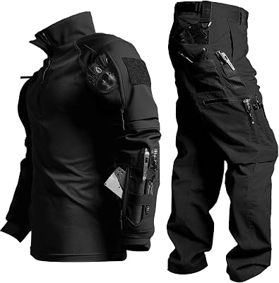 Mens Tactical Uniform Suit Military Combat Shirt and Pants Set Durable Airsoft Gear for Paintball Hunting
