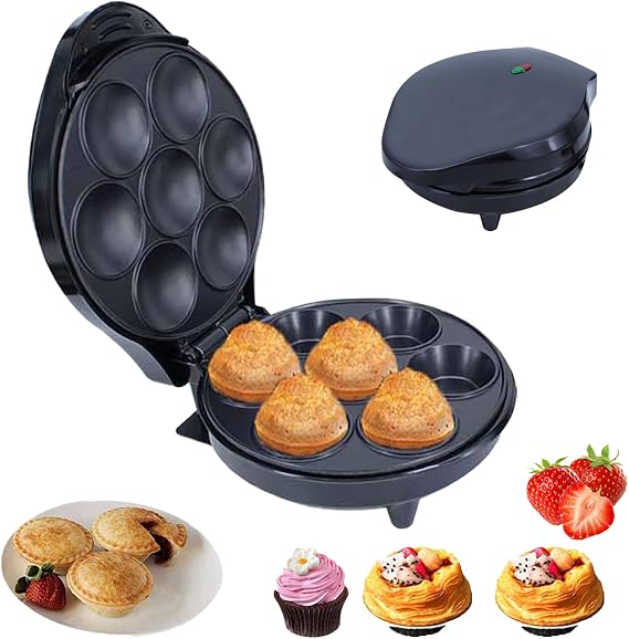 Nonstick Mini Pie & Quiche Maker, Double-Sided Heating with LED Indicator, Non-Slip Feet, for Baking Snacks Desserts, Easy Clean