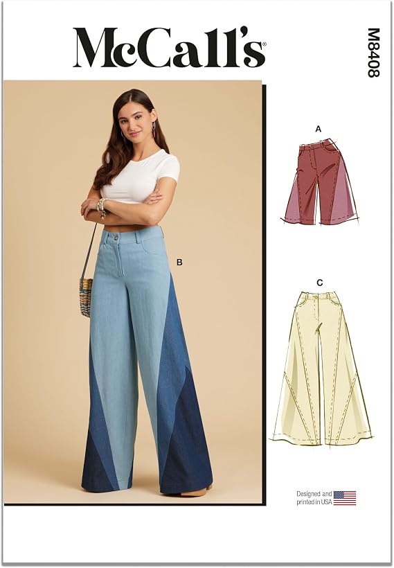 McCall's Misses' Patchwork Shorts and Pants Sewing Pattern Kit, Design Code M8408, Sizes 6-8-10-12-14