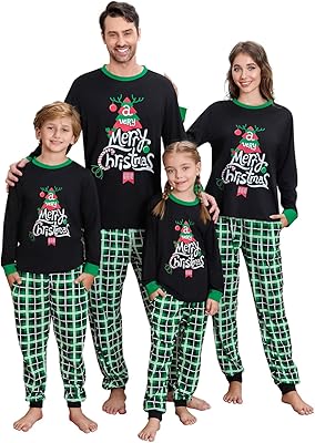 VS&LLWQ Family Christmas Pjs Matching Sets Christmas Pajamas for Family Christmas Elf Pjs Holiday Xmas Jammies Set