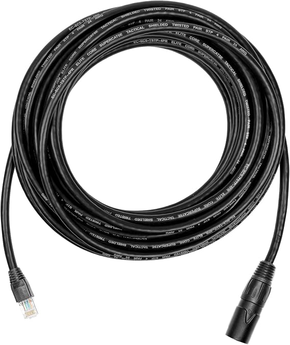 Elite Core SUPERCAT5 | Ultra-Durable CAT5E | Shielded Tactical Ethernet to Booted RJ45 | 75'ft, 75 (SUPERCAT5E-S-RE-75)