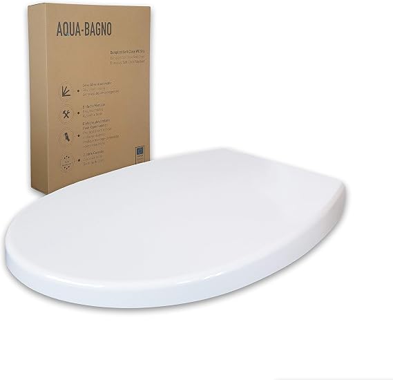 Aqua Bagno | Otomatik kapanma sistemli klozet kapağı, AB'de üretilmiştir, antibakteriyel ve çıkarılabilir klozet kapağı, Duroplast klozet kapağı, O şeklinde üst kapaklı, yumuşak kapanma, beyaz | Smile (model)