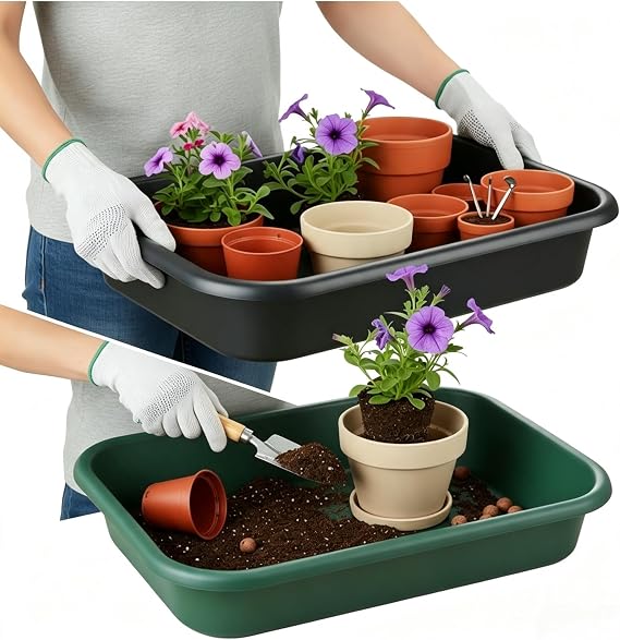2-Pack Plant Potting Tray MultiFunctional Large Heavy-Duty GardenTidy Tray
