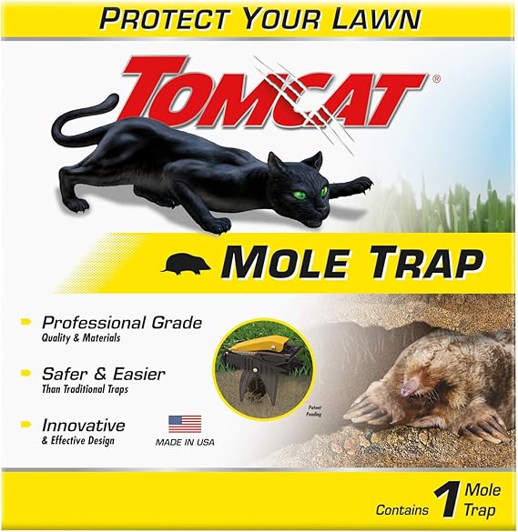 Tomcat Mole Trap, 1 Trap | Innovative and Effective Mole Remover Trap Kills Without Drawing Blood, Reusable and Hands-Free