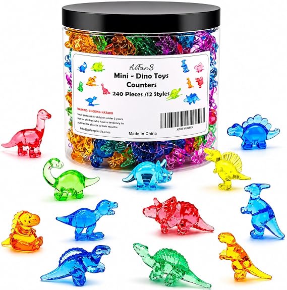 240 PCS Mini Dinosaur Toys for Kids,Translucent Counting Toys