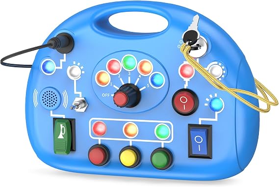 Montessori Busy Board with Led Light Toys for 3 Year Old Boys & Girls Kids Busy Board with Electronic Light Switches Learning Activities Board for Fine Motor Skills, Travel Toys for Kids 3-5