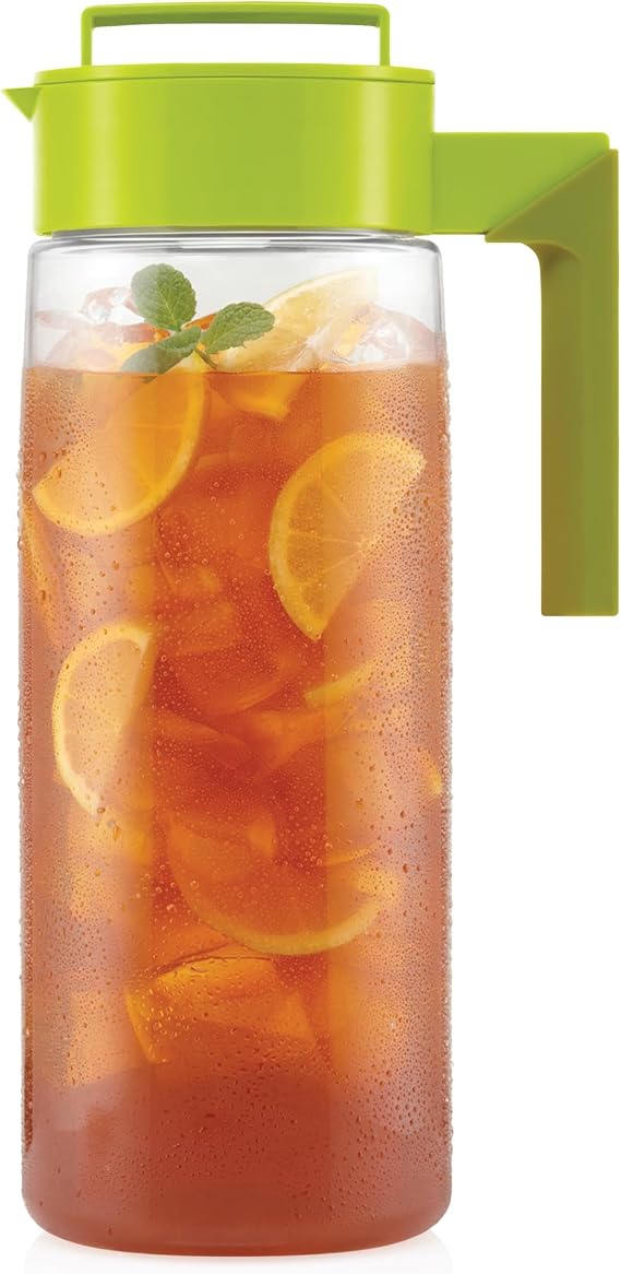 Takeya Airtight Pitcher - Durable BPA-Free Eastman Tritan Odor/Stain-Resistant Leakproof Lid for Iced Tea/Water Easy-Grip Silicone Handle Spill-Free Spout Fridge-Friendly Made in USA 2 Quart/Avocado