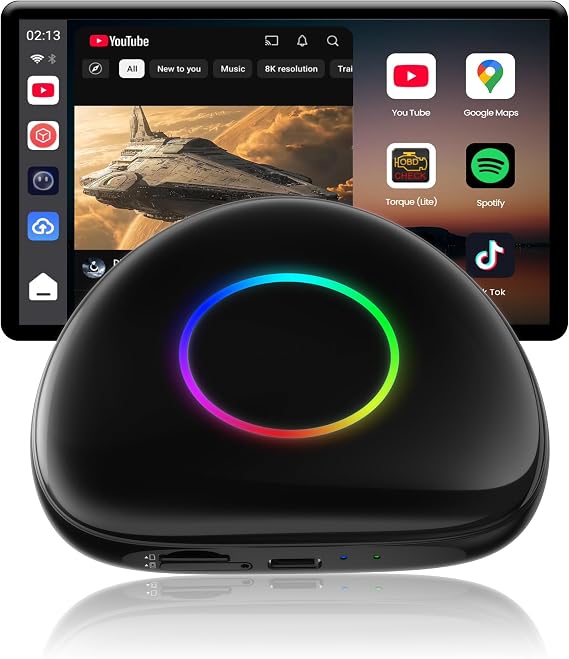 Wireless Carplay Adapter ATOTOOUT Magic AI Box - CarPlay & Android Auto Adapter, 8GB+128GB Android Car Video Box with Built-in 4G/ Wi-Fi/Dual Bluetooth/USB, Built-in GPS, microSD Playback, OTA, CB6D