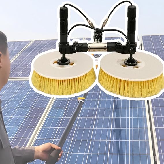 Electric Solar Solar Panel Cleaning Tool,Telescopic Rod PV Panel Wash Cleaning Machine, Double Head Solar Panel Cleaning Equipment Solar Cleaner Robot,GPAA3.5M
