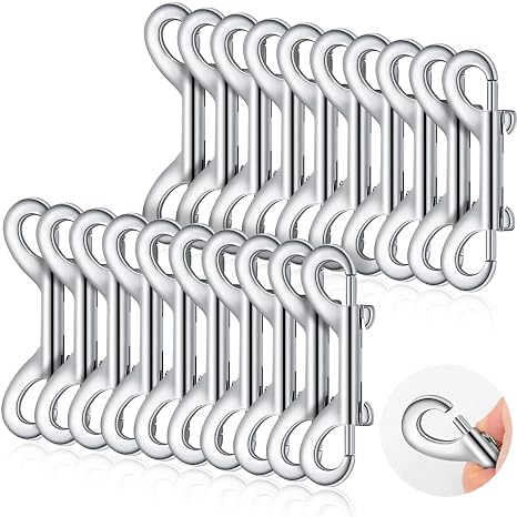 Hotop 20 Pcs 3.5 Inch Heavy Duty Metal Double Ended Bolt Snap Hook, Silver