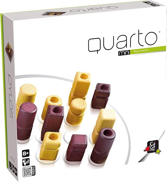 Quarto Mini | Mensa Select Winner | Travel-Friendly Version of The, Wooden Abstract Strategy Game for Kids & Adults | Family Game Night Favorite | Ages 8+ | 2 Players | 15 Min