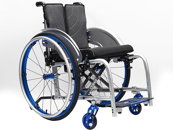 Lightweight Foldable Wheelchair for Adults, Portable Manual Aluminum Alloy Wheel Chair for Travel, with Removable Rear Wheels & Footrest(Blue,40cm/15.7in Seat)