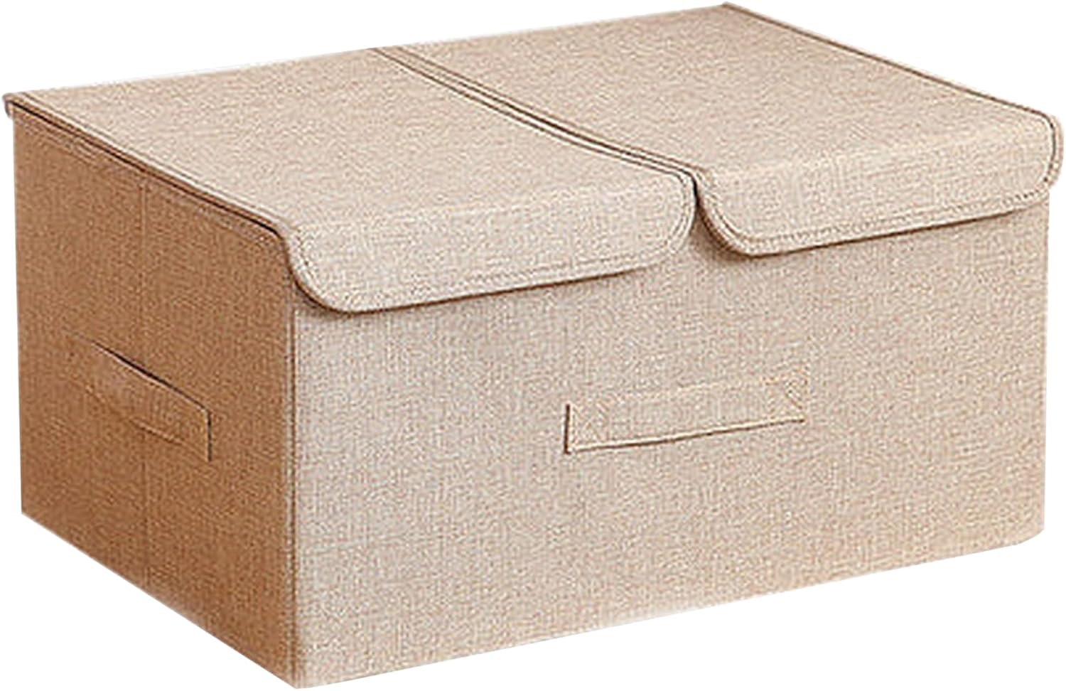 JOYBOS Large Foldable Fabric Clothes Storage Box with Lid Beige