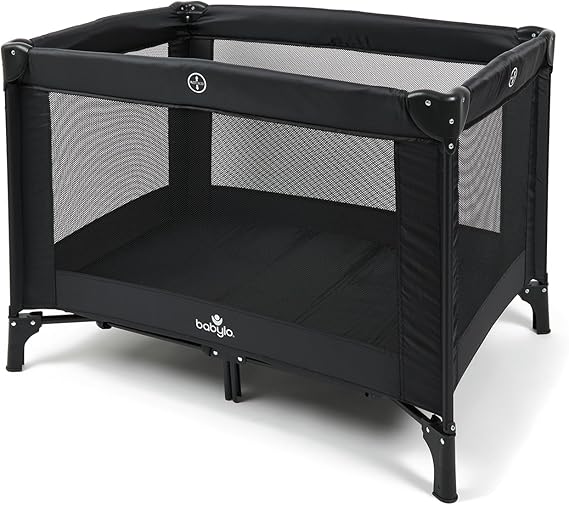 Babylo Alpha Travel Cot, Lightweight, Easy to set up, Black