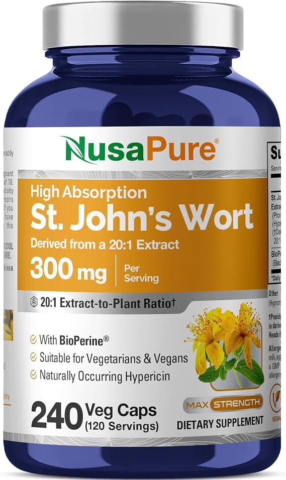 St. Johns Wort 300 mg, 240 Veggie Caps with Bioperine - 120 Servings