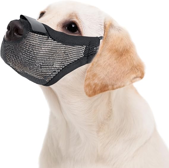 Dog Muzzle, Soft Mesh Muzzle for Small Medium Large Dogs for Scavenging Biting Licking and Chewing, Allows to Pant and Drink F6-WGGZT(Black, L)