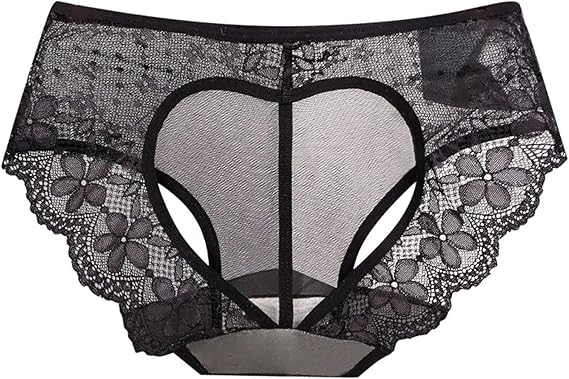 Women's Heart Cutout Panties Heart Hollow Out Lace Funny Bikini Panties Underwear for Women Butt Lifting Sexy Cheeky