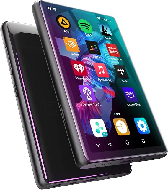 Luoran 80GB MP3 Player with Bluetooth,Pre-Installed Spotify,Audible,Amazon Music and Supports APK Downloaded, Browser (Removable) MTK8 core, Android 8.1,4.0 "IPS up to 1TB (Black)