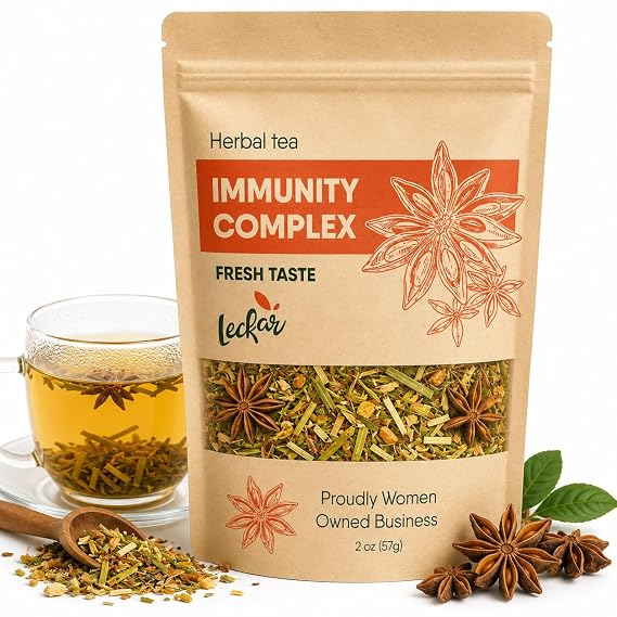 Herbal Tea with Lemongrass, Ginger, Fenugreek, Star Anise, Turmeric, Caffeine Free, Immunity Care Blend