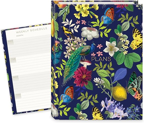 Punch Studio Undated Planner with 200 Pages, 7" x 9.25", Vintage Floral