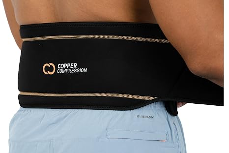 Copper Compression Back Brace. Copper Infused Lumbar Support for Lower Back Relief, Sciatica, Herniated Disc, Scoliosis, Pain & Strains. Adjustable & Breathable. Fits Men & Women (Waist 28" - 34")