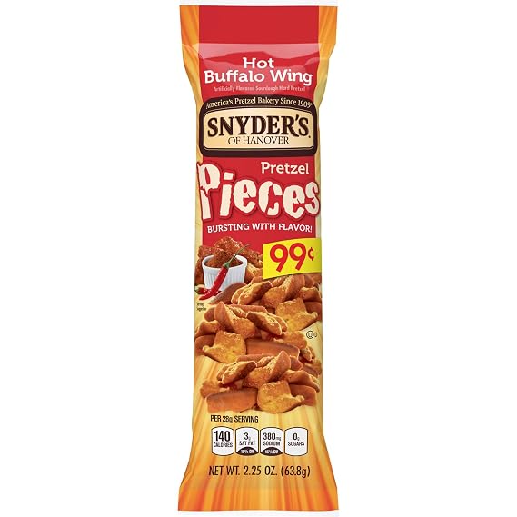 Snyder's of Hanover Hot Buffalo Wing Pretzel Pieces 3.25 oz (9 pack)