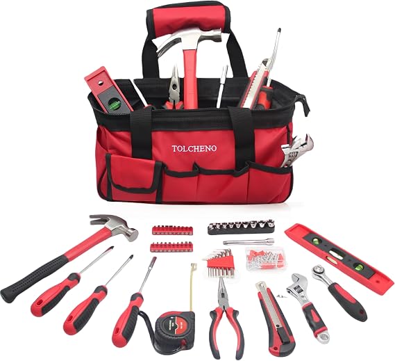 Basic Tool Kit - Mini Tool Box for Home,Apartement,Dorm and Office.Starter Tools Set for Beginner,Women,New College for Home Repair or DIY(155pcs,12Inch)