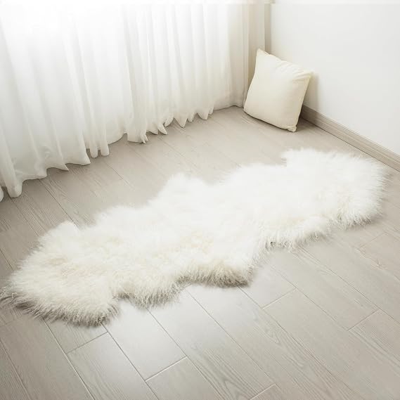 Genuine Tibetan Mongolian Sheepskin Area Rug 2x5ft