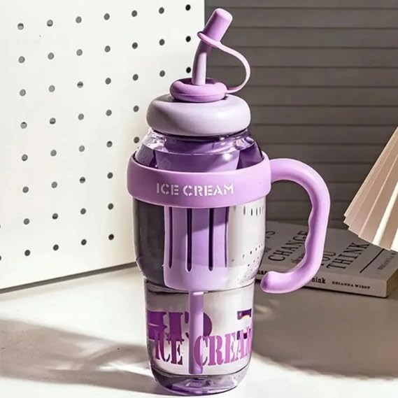 1300 ML BPA Free Detoks Su Şişesi – Filtreli, Pipetli & Saplı Spor Matara, Ice Bottle Suluk, Çay – Meyve – Buz Filtreli, Seyahat & Okul İçin Uygun (Mor)
