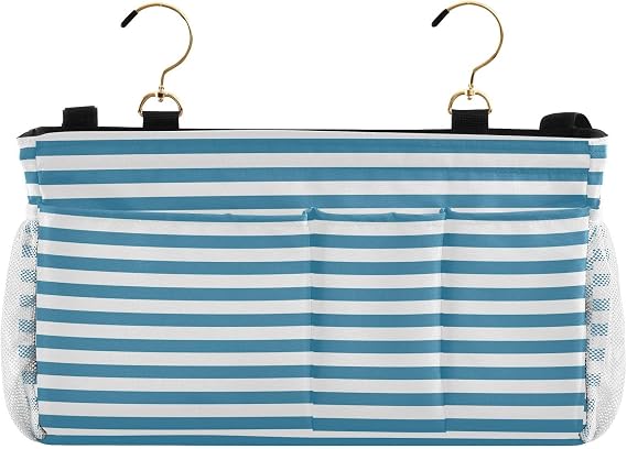 Bedside Caddy Storage Organizer Blue Stripes Bunk Bed Hanging Storage Organizer Bag for Books Mobile Phones Keys Water Bottle organizador para mesa de noche