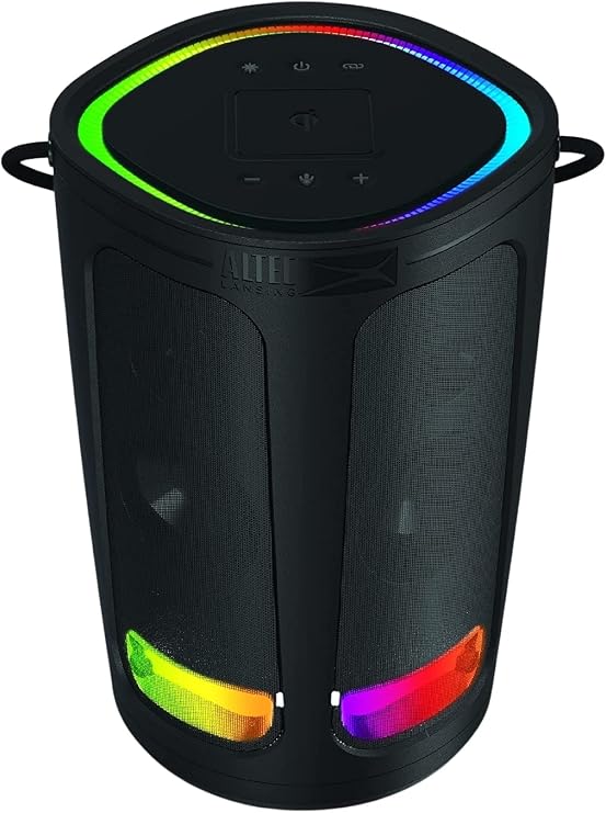 Altec Lansing Soundbucket XL - Waterproof Bluetooth Speaker with Customizable LED Lights, Qi Wireless Charging, 20 Hours Playtime & 100 Foot Range