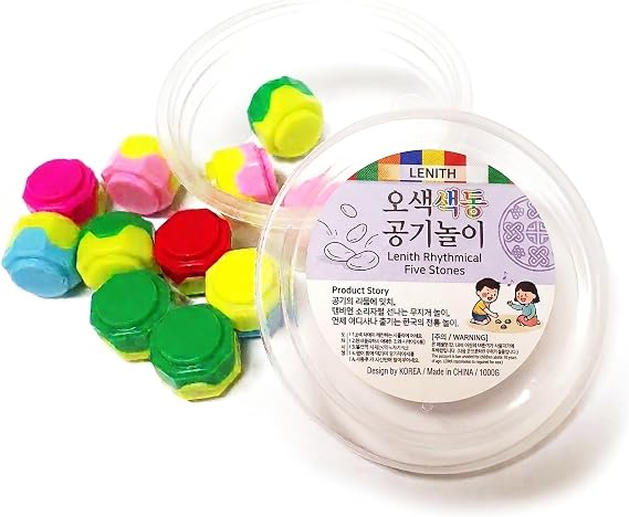 LENITH Gonggi Konggi Korean Jacks Stone Game Play Nori Gonggi Korean Traditional Game [Package and Color May Varable] (10 pcs)