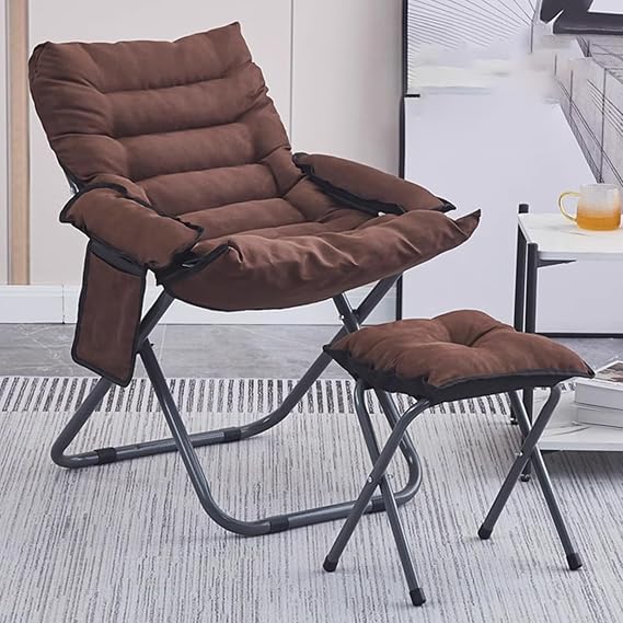 Modern Soft Lounge Recliner Chairs with Armrests, Chair and Ottoman Set, Reading Chair with Footrest for Living Room, Bedroom