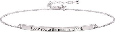ALOV Jewelry Sterling Silver I love you to the moon and back Chain Bracelet