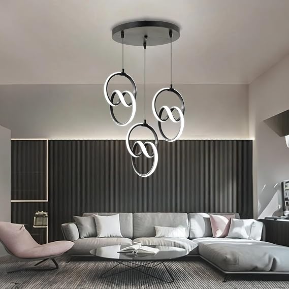 3'lü Siyah Modern Sarkıt LED Avize – Power LED Teknolojili, 6500K Beyaz Işık, Ayarlanabilir Kablo, 24W, Füme Statik Boyalı Gövde, Salon ve Mutfak için Uygun [Enerji Sınıfı A+++]