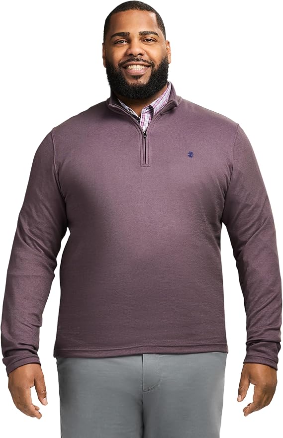 Izod Men's Big & Tall Performance Comfort Quarter Zip Long Sleeve Shirt